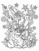 Trippy Stoner Printable Coloring Pages / Digital Download Psychedelic  sketch template