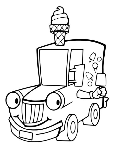 Coloriage Joyeux Camion de Crème Glacée - télécharger et imprimer gratuit sur ColoriageEnfant.Com