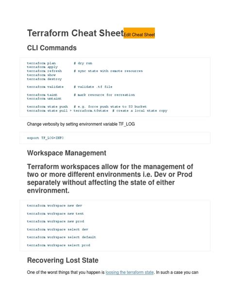 Terraform Cheat SheetEdit Cheat Sheet | PDF