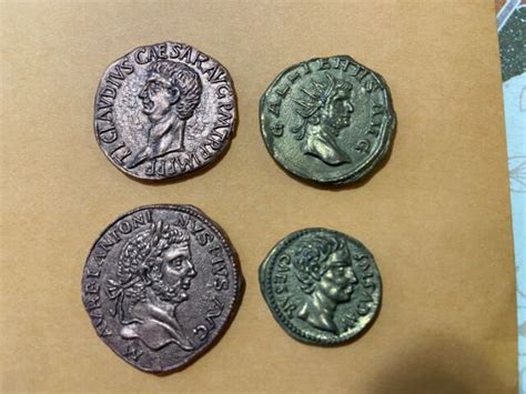 Set of 4 One-Sided Ancient Roman Coin Replicas • Great Educational ...