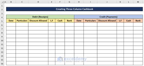 How to Create Three Column Cash Book in Excel - ExcelDemy