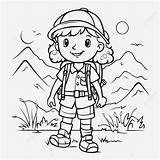 Girl Hiking Coloring Page sketch template