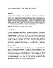 CURRENCY DEVALUATION AND ITS EFFECTS.docx - CURRENCY DEVALUATION AND ...