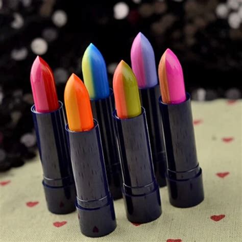 Six Colors Long Lasting Mixed Colors Lipstick Rainbow Gradient Color Change Lipsticks-in ...