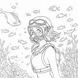 Snorkeling coloring Page – Coloring Corner sketch template