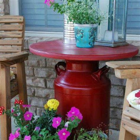 Hey! This is what I can do with my old rusted Milk Can! Milk Can Table, Outdoor Projects, Diy ...