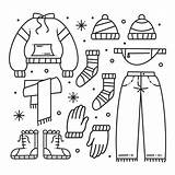 Drawn winter clothes And Essentials For coloring 13093887 Vector Art At  sketch template