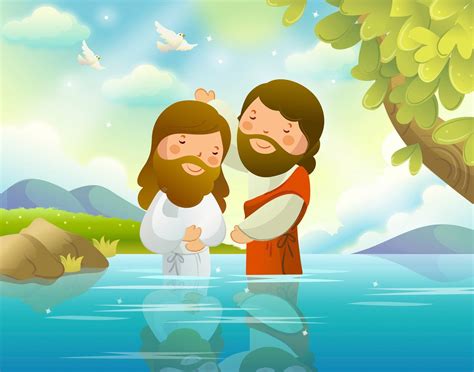 Jesús es bautizado | John the baptist, Jesus cartoon, Bible illustrations