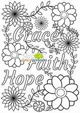 Grace Faith Hope Coloring Page PDF PNG Not Just For Adults coloring  sketch template