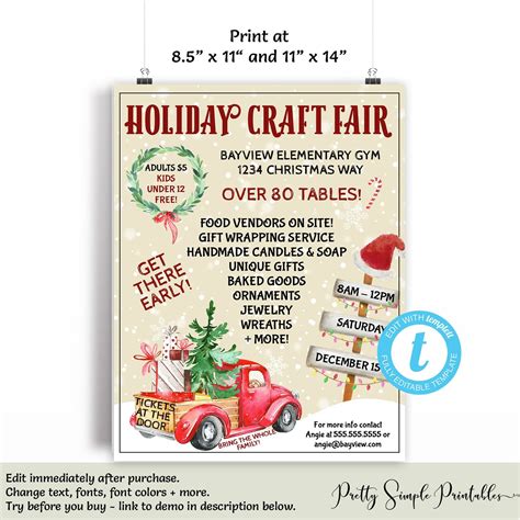 EDITABLE Holiday Craft Fair Flyer Holiday Bazaar Flyer - Etsy