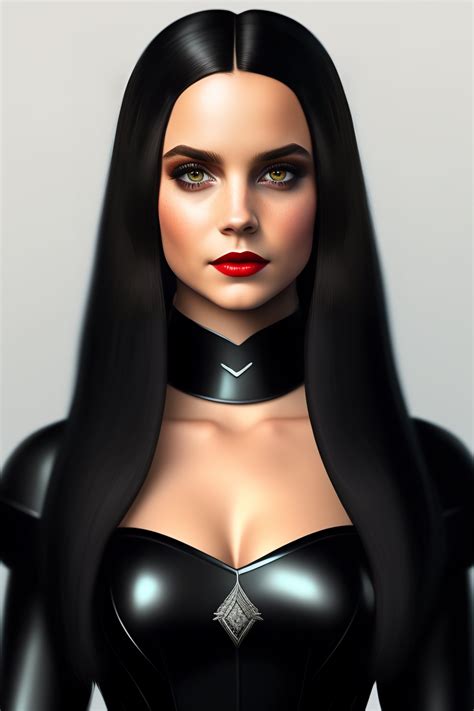 Lexica - Wednesday Addams as a superhero, black costume, concept art