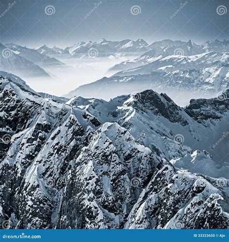 Snowy Mountains in the Swiss Alps Stock Photo - Image of alpine ...