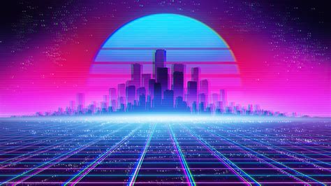 Colorful Synthwave Cityscape Moon Sky Vaporwave HD Vaporwave Wallpapers ...