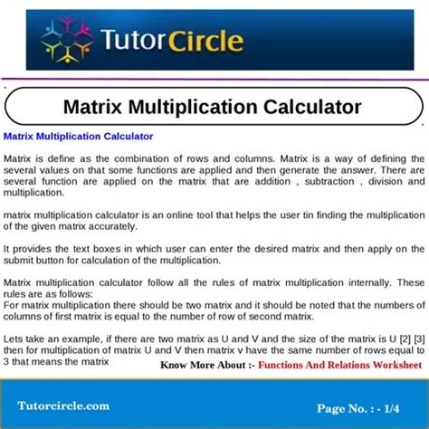 Matrix Multiplication Calculator by tutorcircle team - Issuu