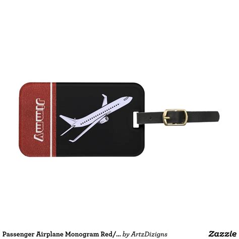 Passenger Airplane Monogram Red/Black Luggage Bag Tag | Bag tags, Luggage bags, Monogram