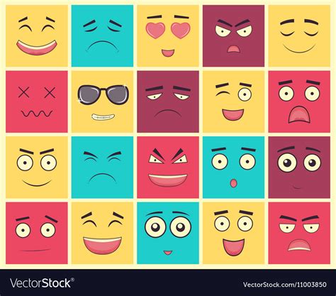 Set of square emoticons emoticon for web site Vector Image