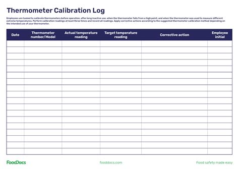 Thermometer Calibration Log | Download Free Template