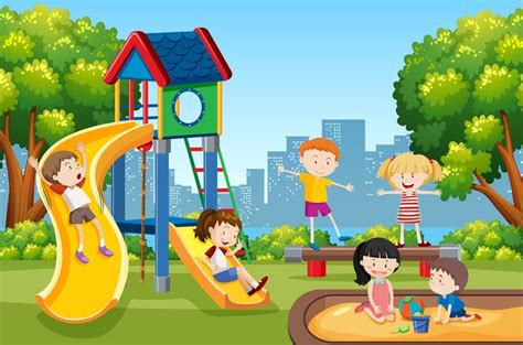 Kinder spielen auf dem Spielplatz - Download Kostenlos Vector, Clipart Graphics, Vektorgrafiken ...