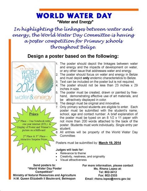 World Water Day Poster Contest Announced - The San Pedro Sun