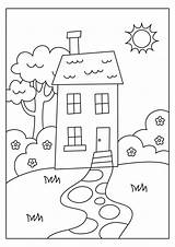 House coloring Page For Kid Activity Printable Vector 11999344  sketch template