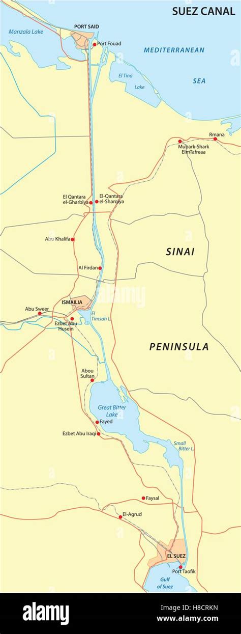 Map of the suez canal hi-res stock photography and images - Alamy