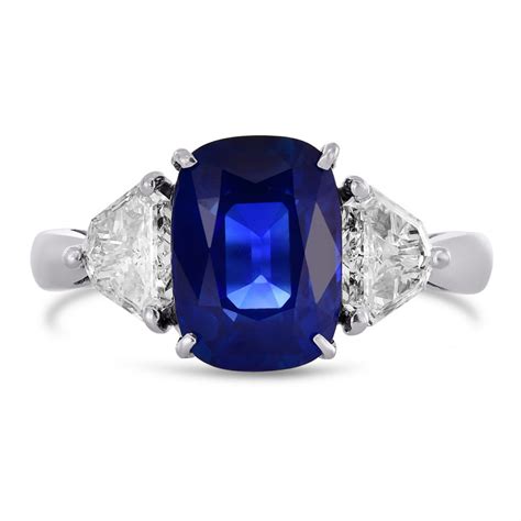 Cushion Kashmir Blue Sapphire and Diamond 3 Stones Ring, SKU 416104 (4 ...