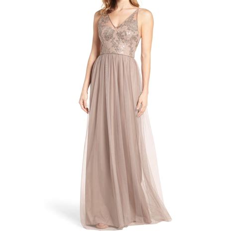 Amsale - Womens Sequined V-Neck Tulle Gown Dress 12 - Walmart.com - Walmart.com