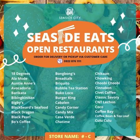 SM Seaside restaurants are now open for dine-in, take-out and delivery ...