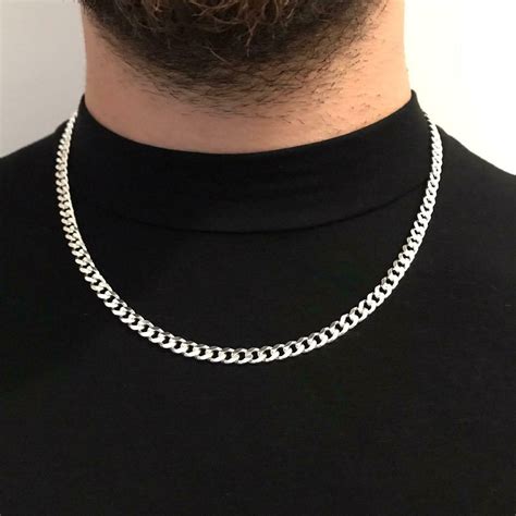 22 Inch 925 Sterling Silver Mens Hip Hop Cuban Link Chain Necklaces 4. – J F M