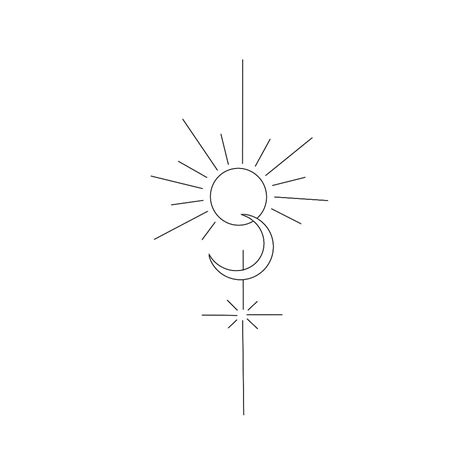 sun, moon, stars tattoo drawing design Sun Moon And Stars Tattoo Minimalist, Moon Sun Star ...