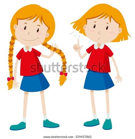 Girls Long Hair Short Hair Illustration Stock Vector (Royalty Free ...