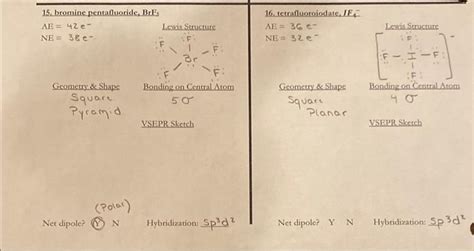 Solved VSEPR structures for both BrF5 and IF4- | Chegg.com