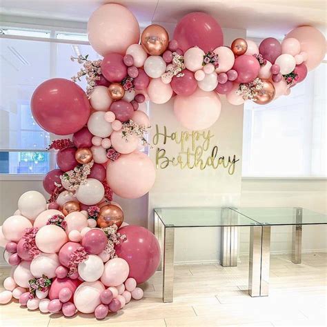 DIY Retro Dusty Pink Balloon Garland Arch Kit Rose Gold White Balloons for Birthday Baby Shower ...