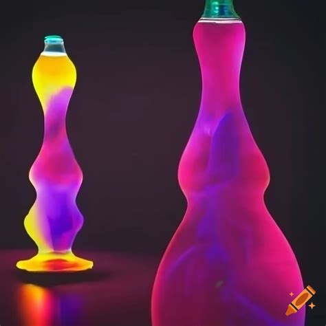 Colorful double exposure of lava lamps