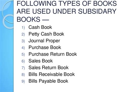 Subsidiary books