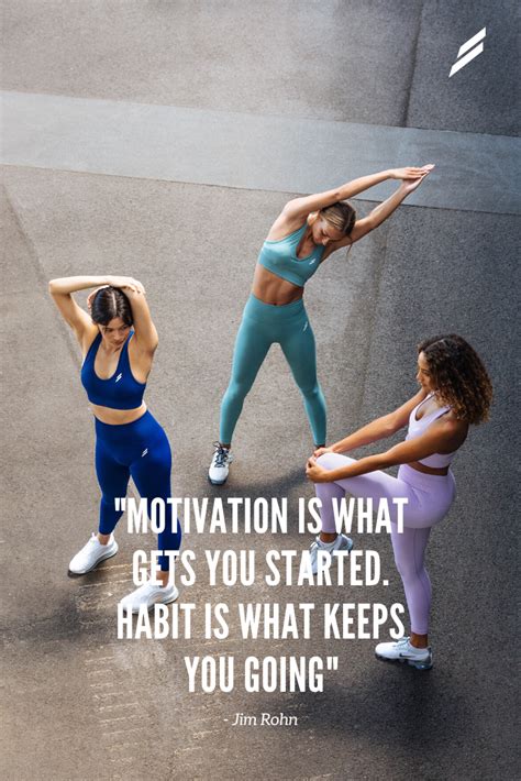 three women doing yoga on the street with a quote about motivation
