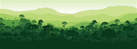 Vector Horizontal Seamless Tropical Rainforest Jungle Forest Background Stock Illustration ...
