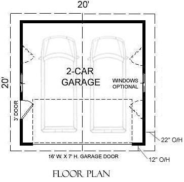 Compact 2 Car Garage Plan 400-0 - 20' x 20' by Behm Design in 2020 ...