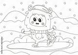 Funny coloring Page With Cute Yeti Character Ice Skating Winter Themed  sketch template