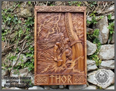 Thor Norse Wood Carving Vikings Wall Woodwork Art Odin Wall | Etsy