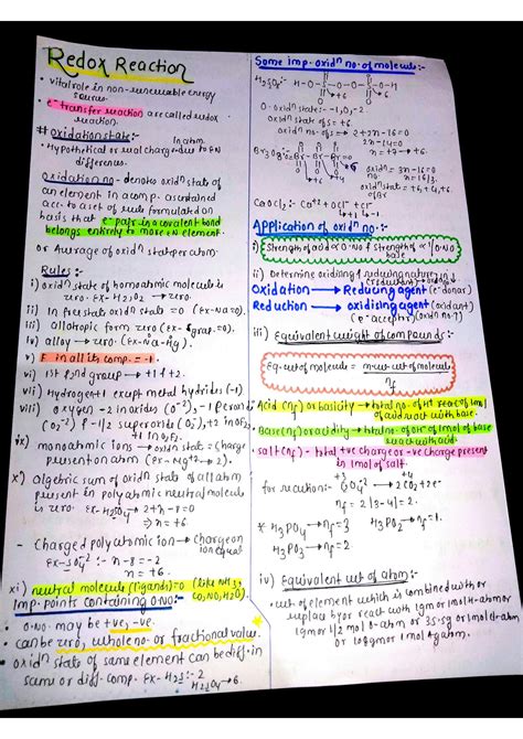 SOLUTION: Redox reaction short notes - Studypool