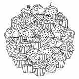 Circle cupcakes  Cupcake And Cake Coloring Pages For Adults sketch template