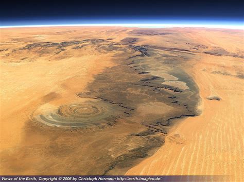 The Eye of the Sahara is situated in Oudane Mauritania. Originally thought to be a crater, this ...