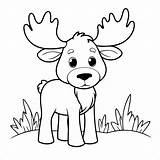 Premium Vector  Cute Moose Coloring Page For Children sketch template