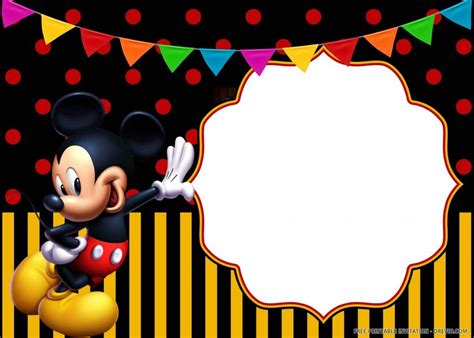 (FREE PRINTABLE) – Cheerful Mickey Mouse Birthday Invitation Templates ...