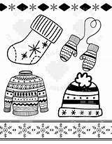 Christmas Winter Clothing Coloring Page For Kids And Adults Fun The  sketch template