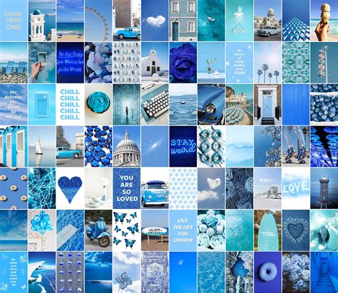 Aqua Blue Aesthetic Wall Collage Kit Digital Download Photo Wallpaper ...