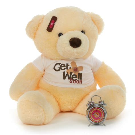 Sweet Get Well Soon Teddy Bears in 3 colors with custom shirt and bandage 38in