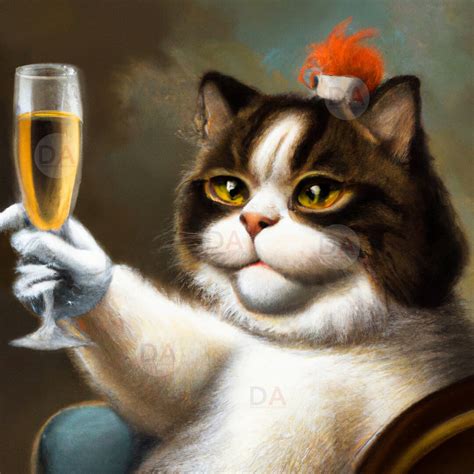 Cat Drinking Wine Print Fun Cat Wall Art Feline (Download Now) - Etsy