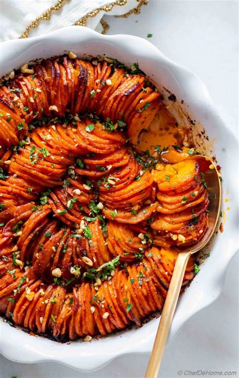 Hasselback Sweet Potatoes Casserole with Chipotle Recipe | ChefDeHome.com